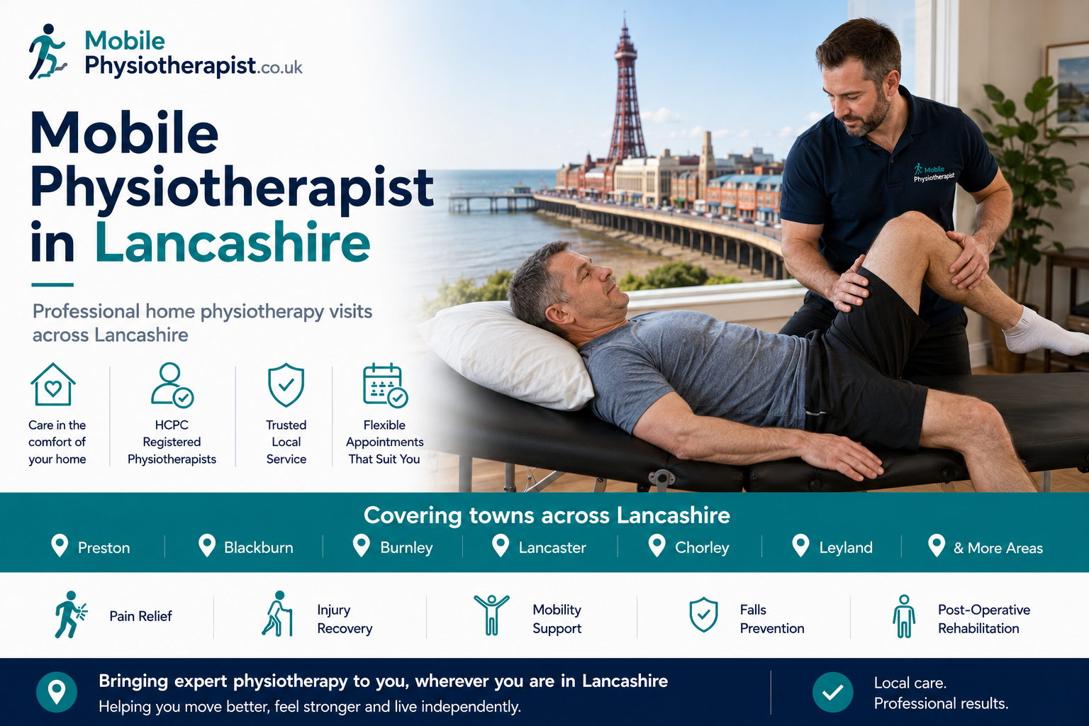 Mobile physiotherapist providing home physiotherapy visits across Lancashire