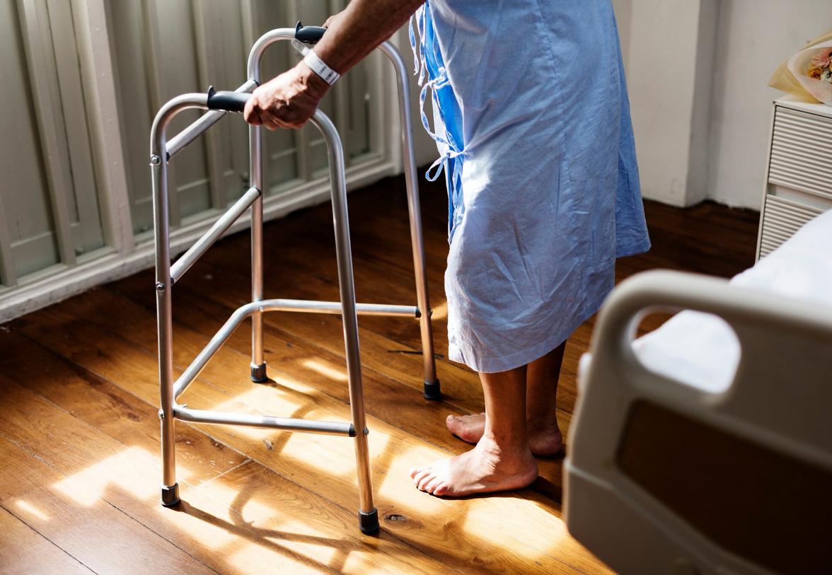 Walking practice with mobility aid support